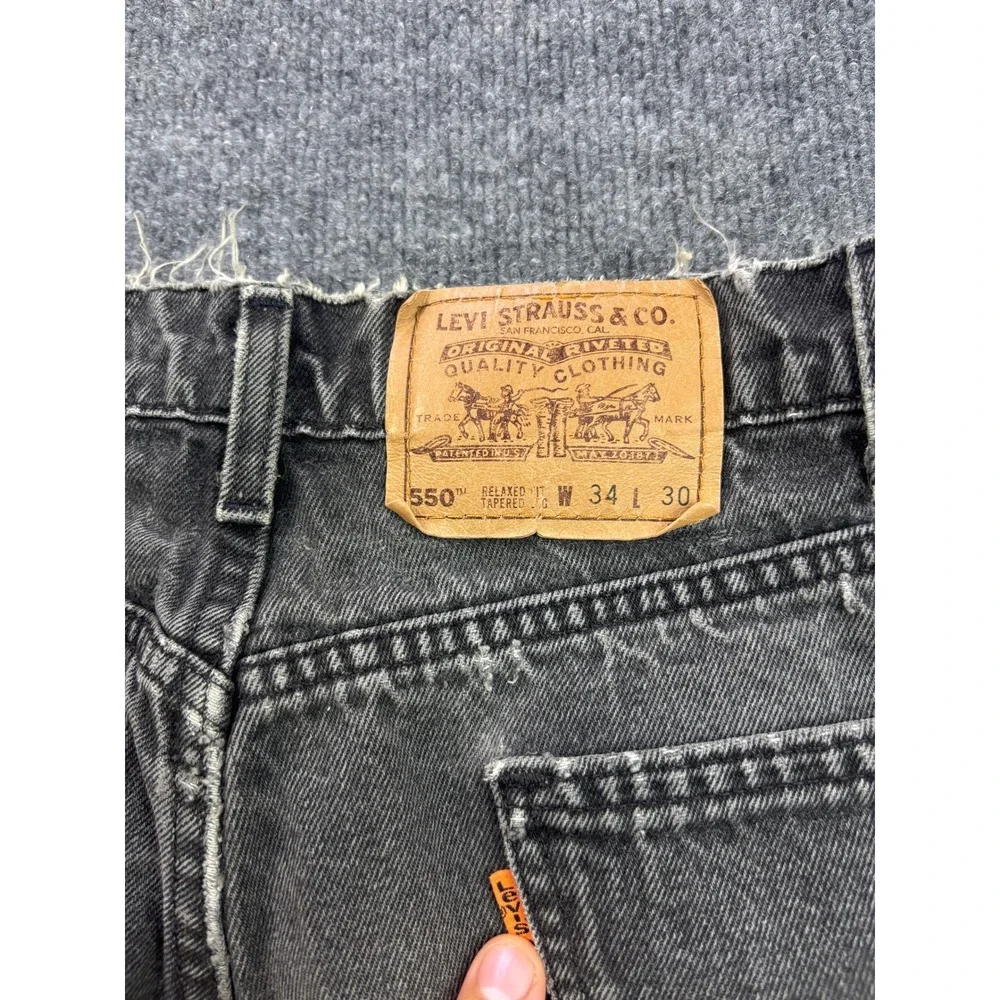 VNTG Levi's 550 Jeans Mens 31x29 Black Orange Tab USA Made Relaxed Tapered Fit